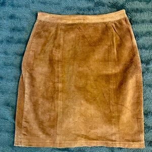 Brown suede pencil skirt